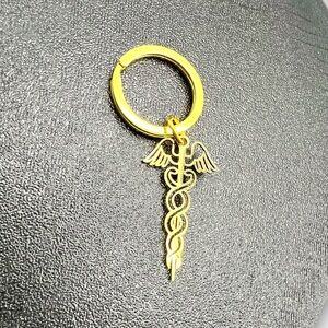 ❗️5/$25❗️Caduceus Keychain - Goldtoned
